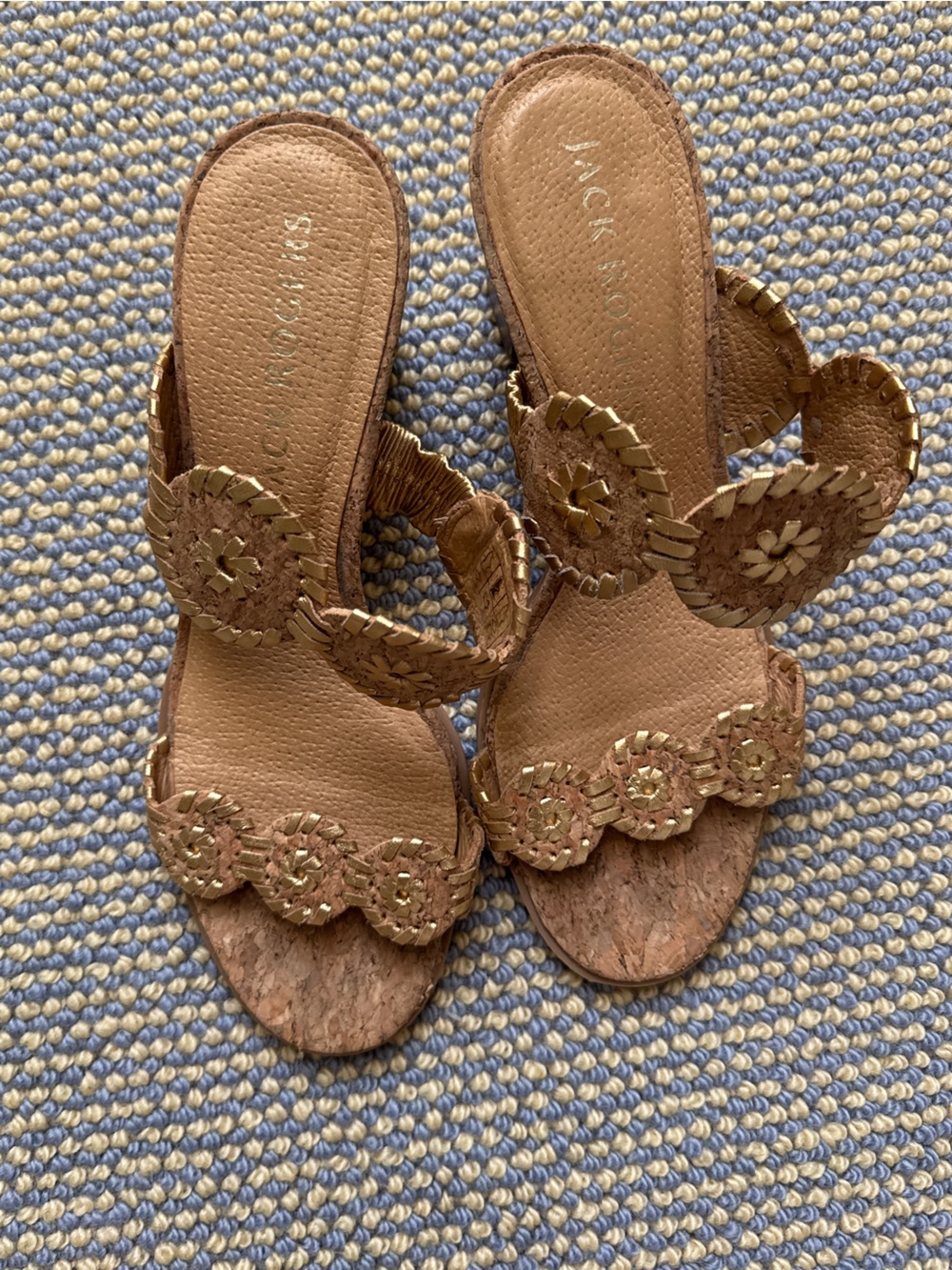 Jack Rogers Brown Braided Leather Slide Sandals